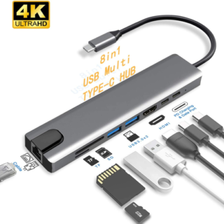 Hub USB-C générique HDMI + USB 3.0 + RJ45, compact