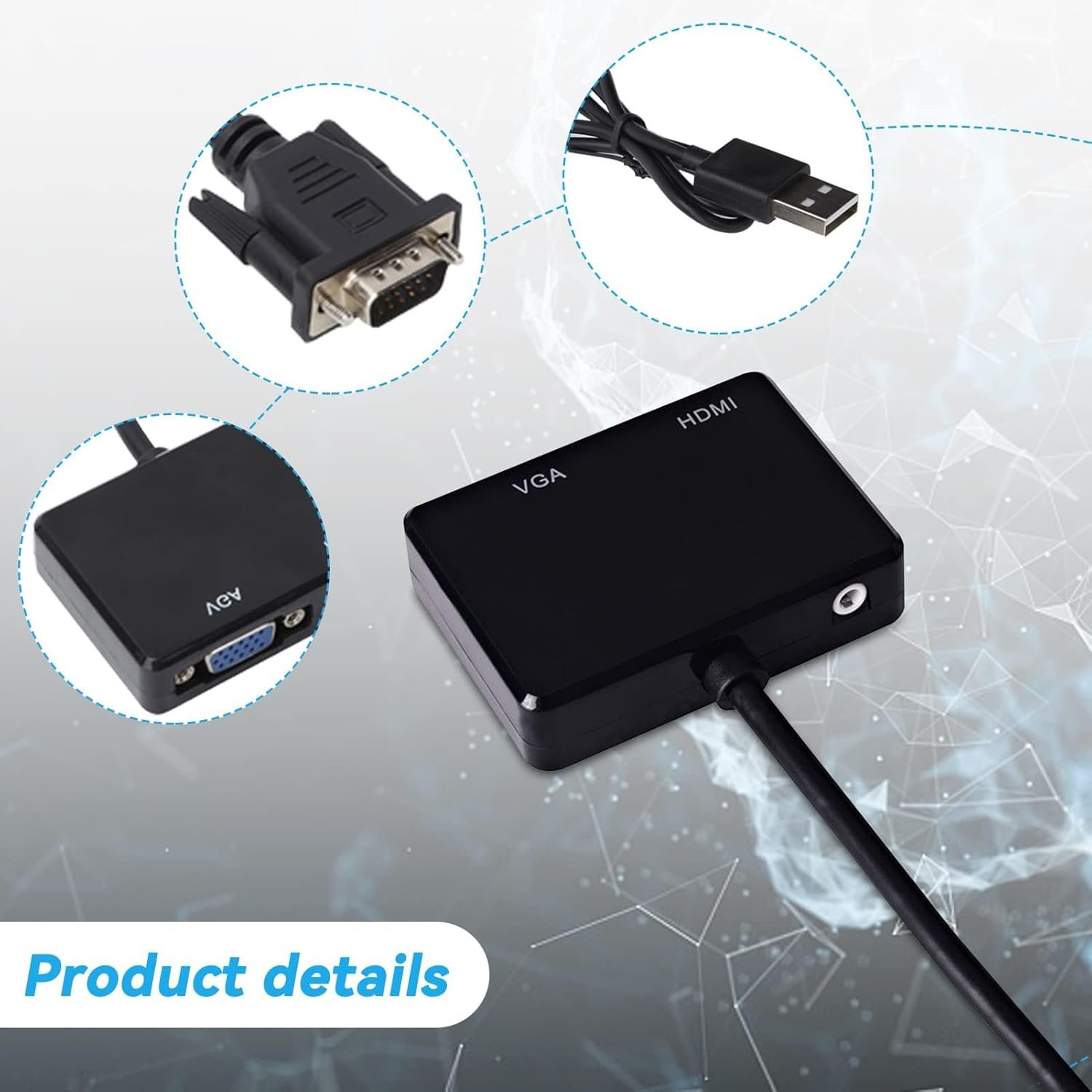 Adaptateur HDMI vers VGA Conversion vidéo, compatible PC/TV/Projecteur – Image 8