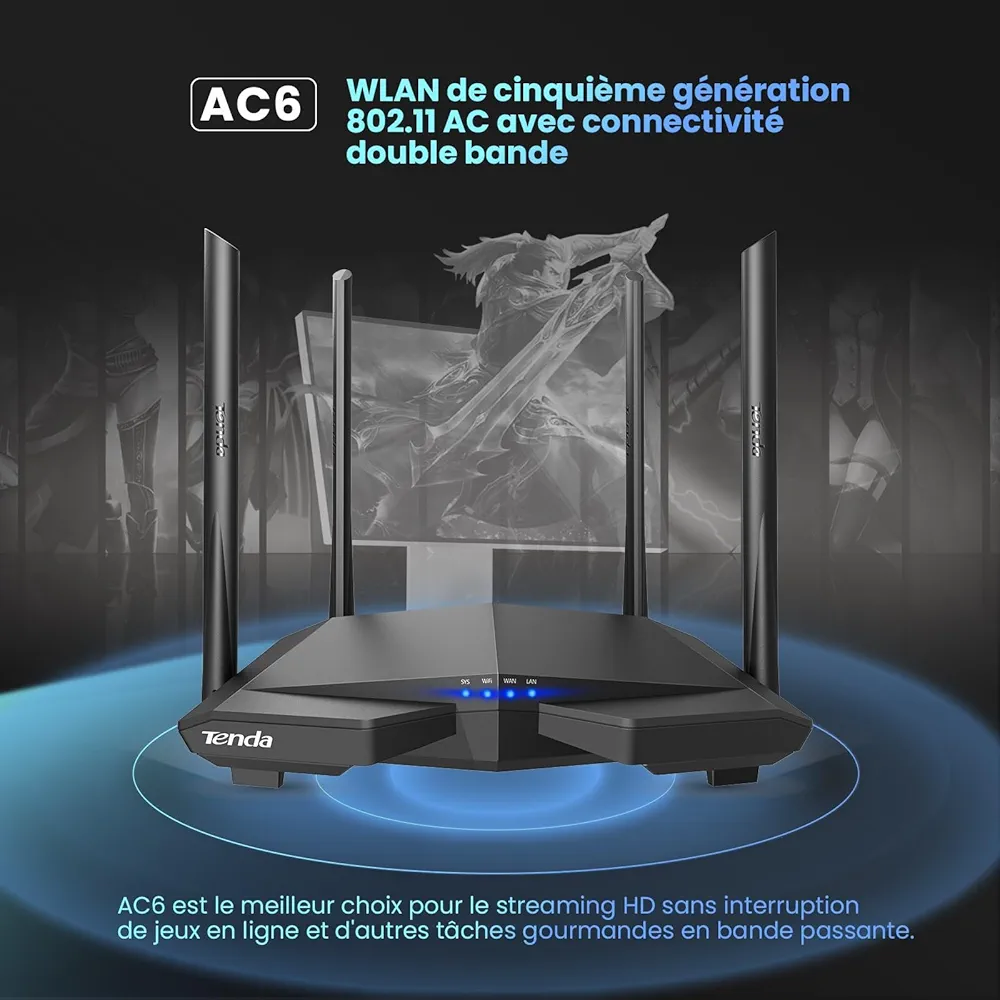 Routeur Tenda AC6 Routeur AC1200, 4 antennes – Image 3