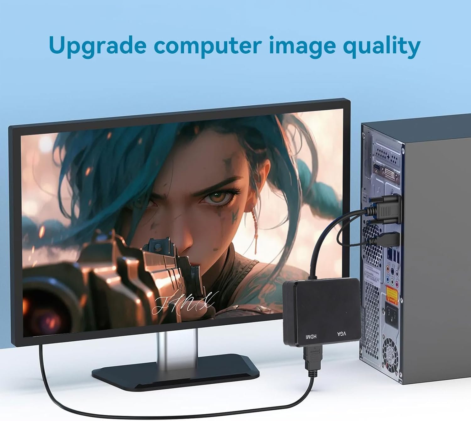 Adaptateur HDMI vers VGA Conversion vidéo, compatible PC/TV/Projecteur – Image 4