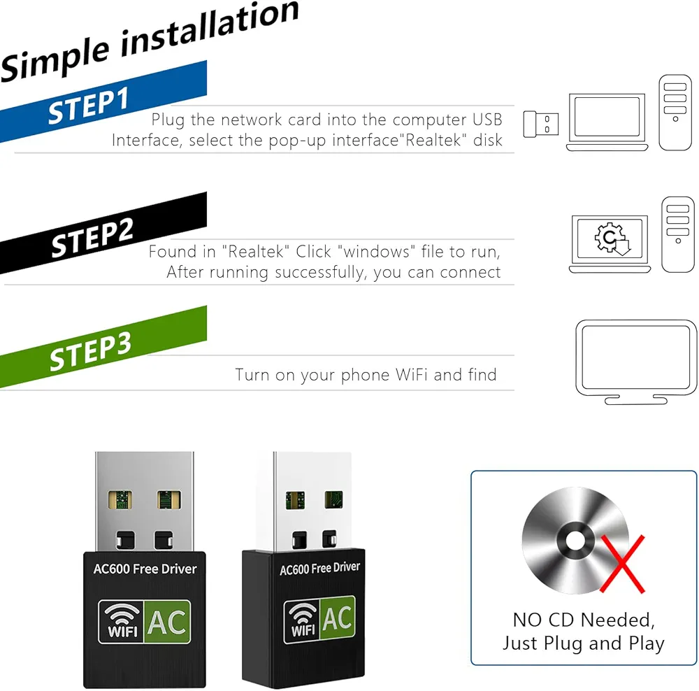 Clés génériques USB Wi-Fi Dongle Wi-Fi, plug & play – Image 7