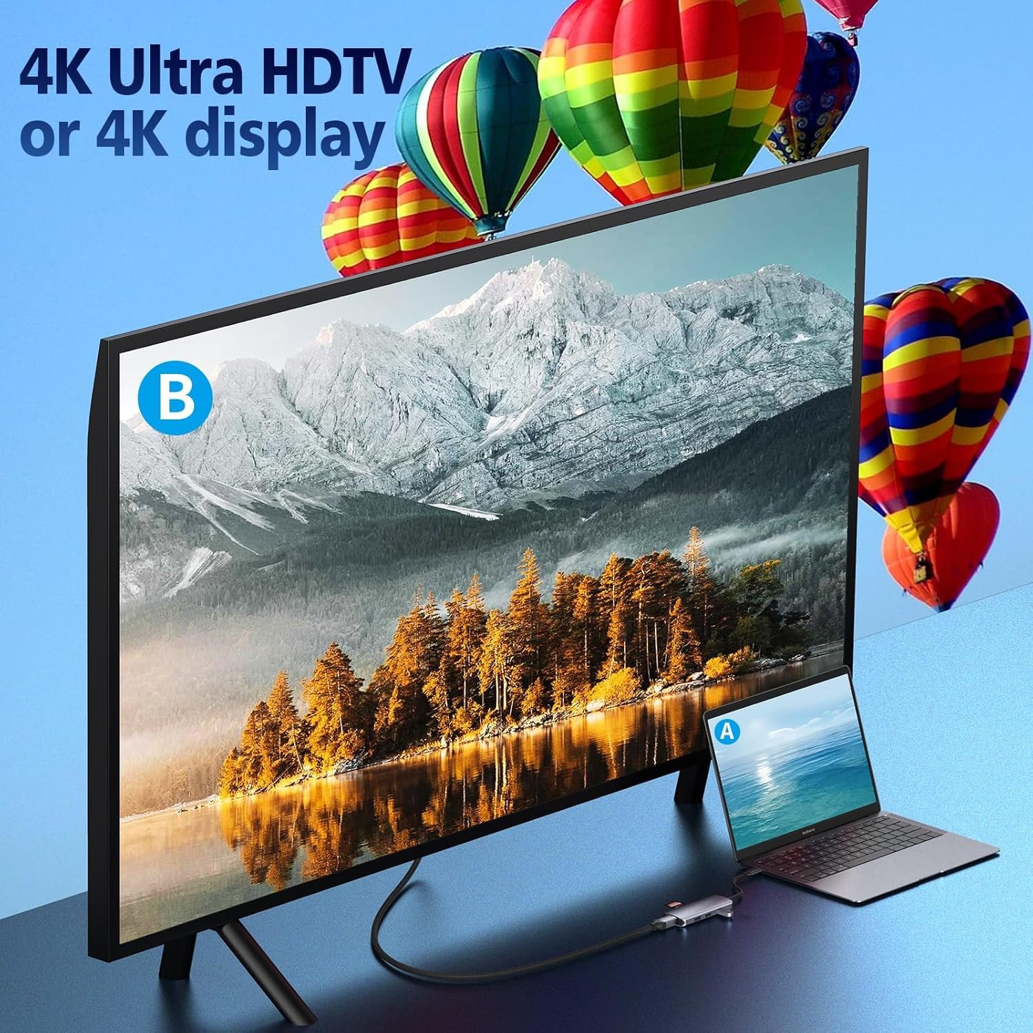 Adaptateurs génériques multiport (USB-C Hub) HDMI, USB 3.0, RJ45, SD card – Image 6