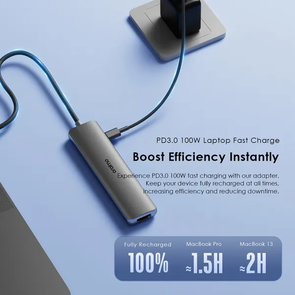Oraimo Multiport USB-C Hub HDMI, USB 3.0, USB-C PD, lecteur carte SD – Image 7