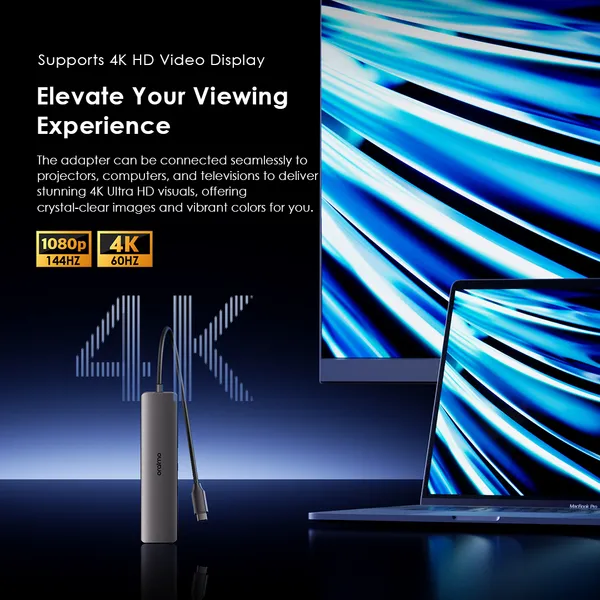 Oraimo Multiport USB-C Hub HDMI, USB 3.0, USB-C PD, lecteur carte SD – Image 5