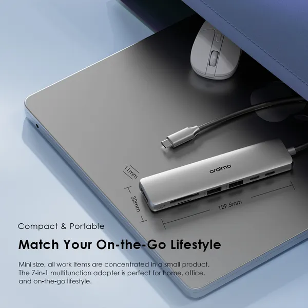 Oraimo Multiport USB-C Hub HDMI, USB 3.0, USB-C PD, lecteur carte SD – Image 8