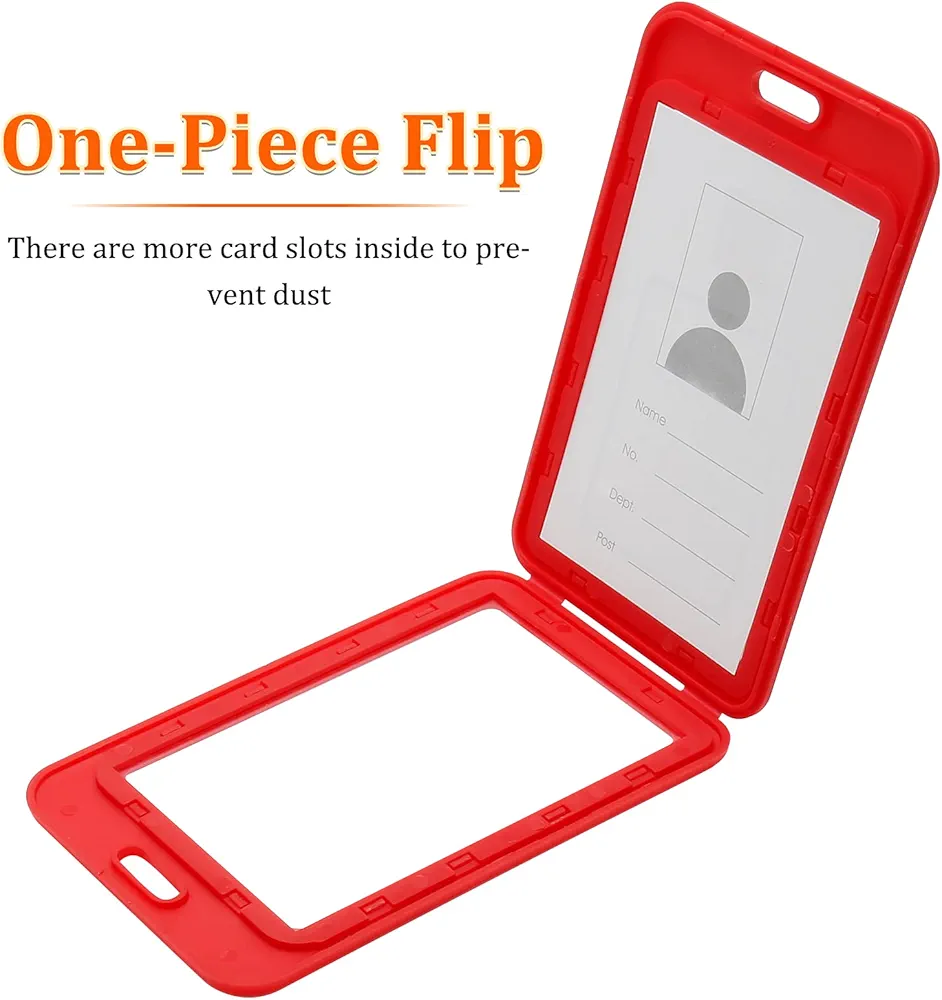 Porte-badge Vertical Rigide Rouge – Support Carte d’Identité Professionnel – Image 6