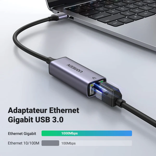 Adaptateur UGREEN USB 3.0 vers Gigabit Ethernet (Modèle 20256). – Image 3