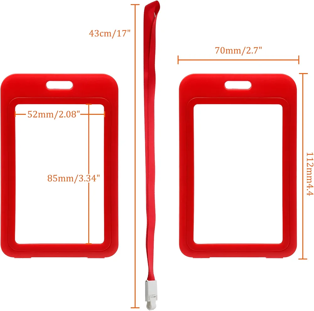 Porte-badge Vertical Rigide Rouge – Support Carte d’Identité Professionnel – Image 5