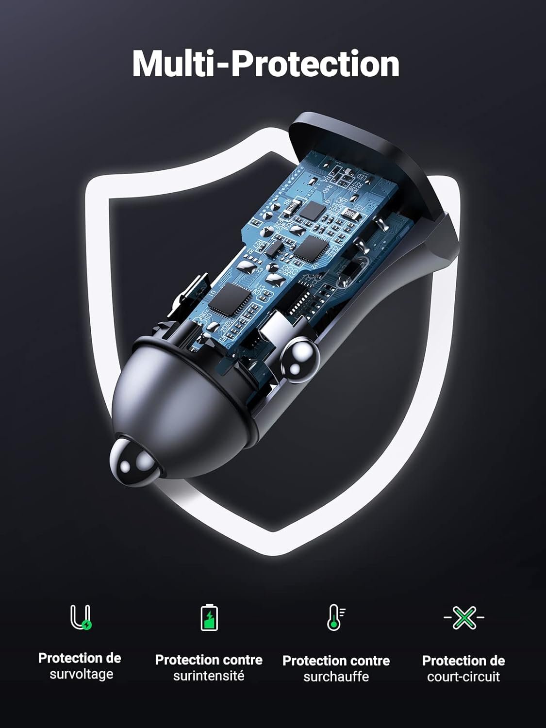 Chargeur de voiture UGREEN 30W (Modèle 40858). – Image 3