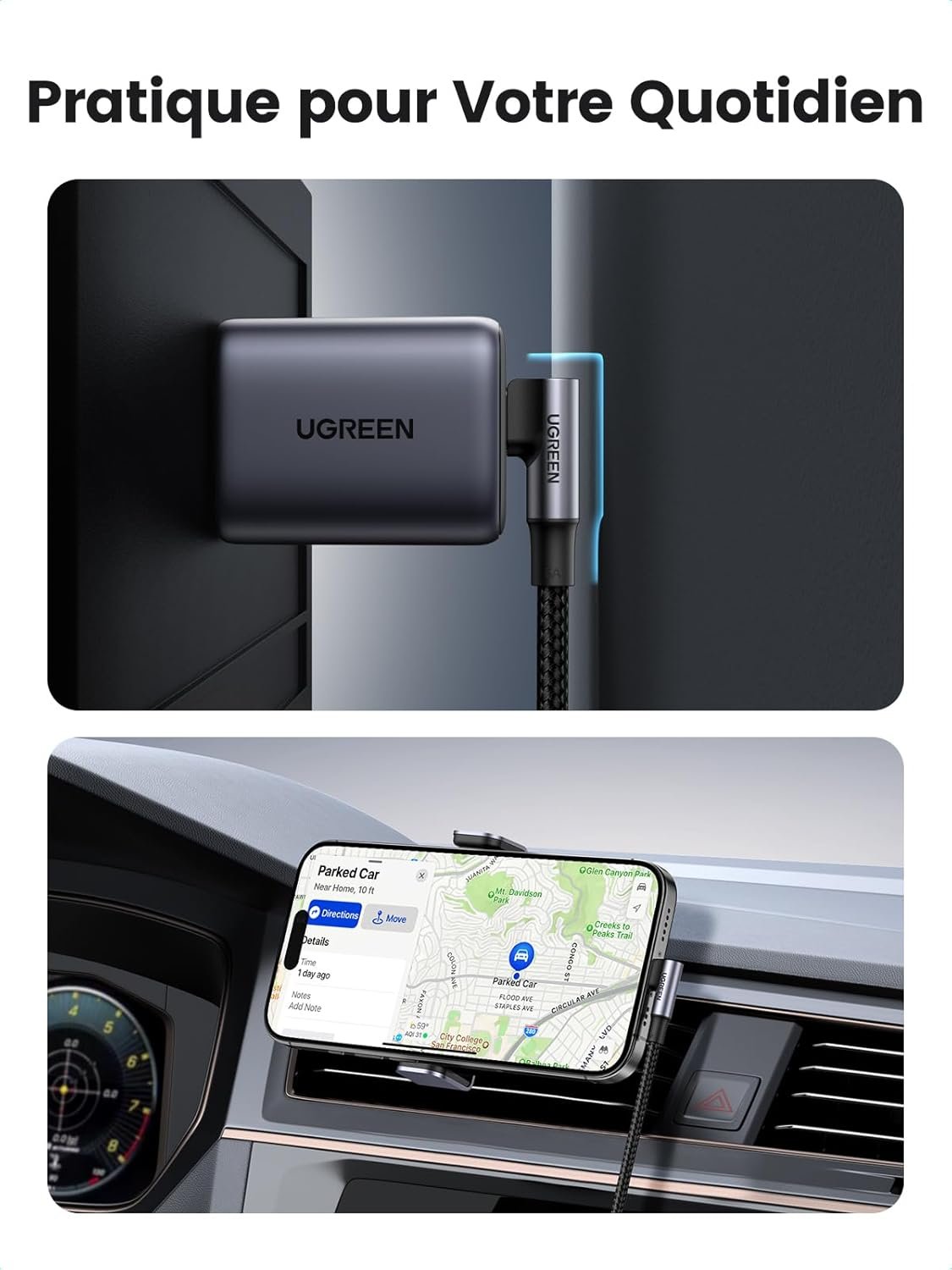 Câble UGREEN USB-C vers USB-C 100W (Modèle 70427B) – Image 5