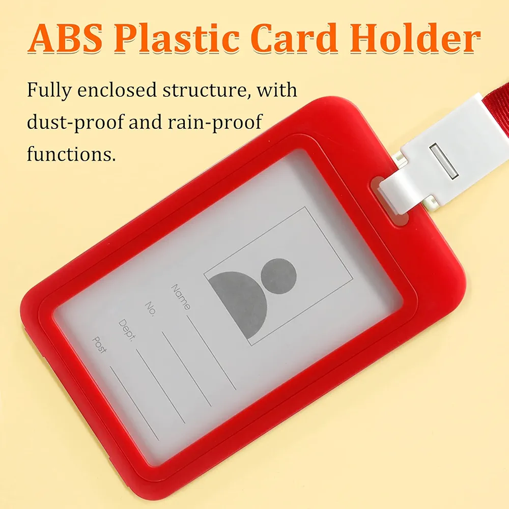 Porte-badge Vertical Rigide Rouge – Support Carte d’Identité Professionnel – Image 3