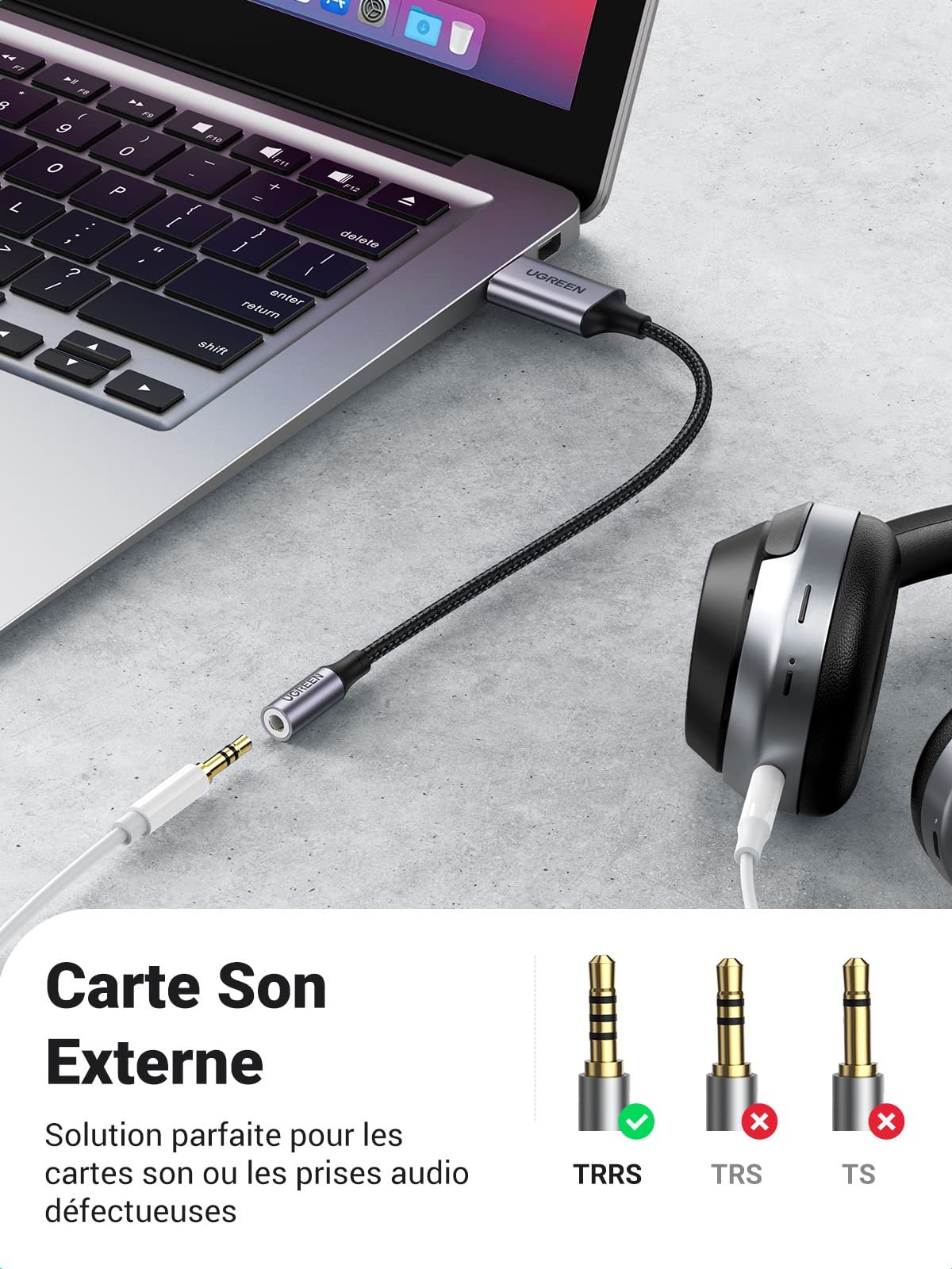 Adaptateur de Carte Son Externe UGREEN USB 2.0 (Modèle 30724) – Image 4