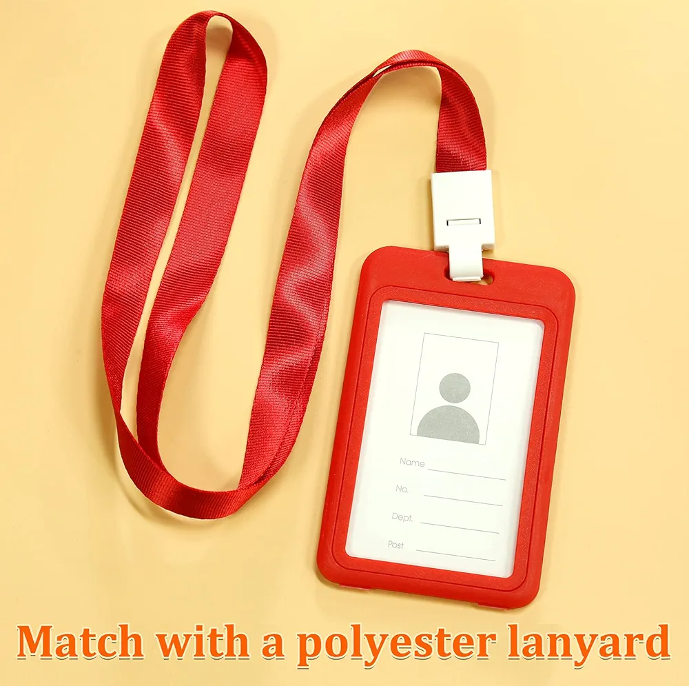 Porte-badge Vertical Rigide Rouge – Support Carte d’Identité Professionnel – Image 4