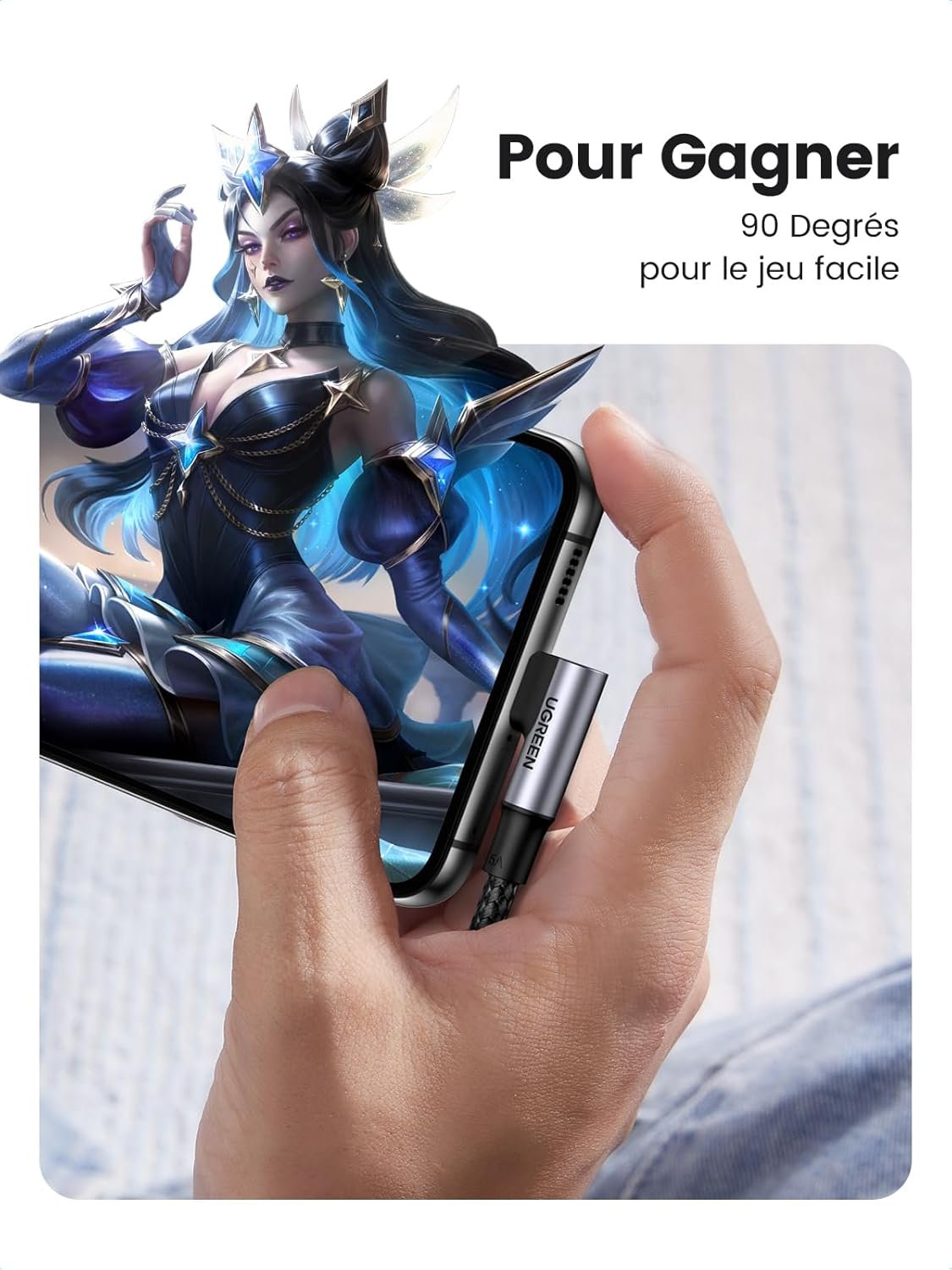 Câble UGREEN USB-C vers USB-C 100W (Modèle 70427B) – Image 6