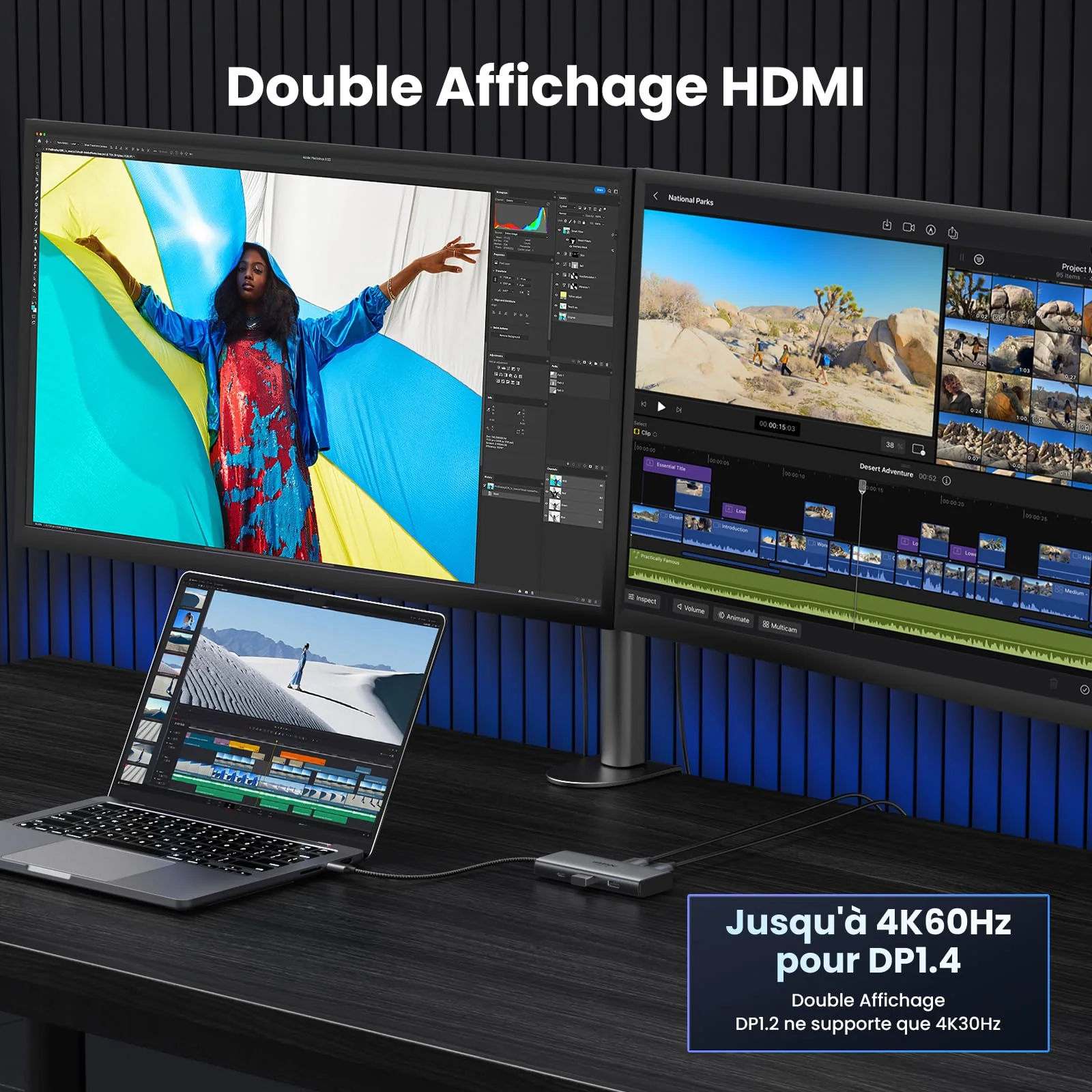 Hub USB-C 6-en-1 UGREEN avec Double HDMI (Modèle 15852) – Image 8