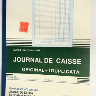 Carnet de Caisse Autocopiant A4 - Journal de Caisse (Original + 1 Duplicata) - 50 Feuillets Numérotés