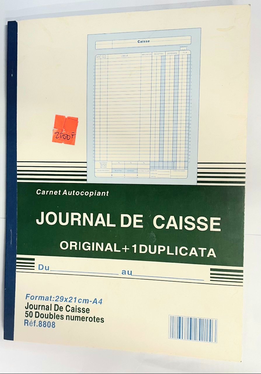 Carnet de Caisse Autocopiant A4 - Journal de Caisse (Original + 1 Duplicata) - 50 Feuillets Numérotés